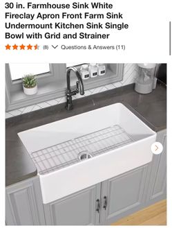 301810 30 in. Farmhouse Sink White Fireclay Apron Front Farm Sink Undermount Kitchen Sink