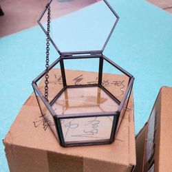 Hexagon Glass Jewerly Trinket Box