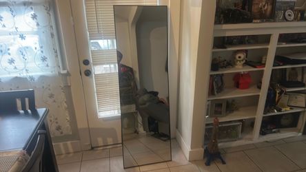 Full-Length Floor Mirror Thin Black Frame