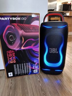 JBL PartyBox 130 – 200W Portable Party Speaker w/ AI Sound Boost, Dual Mic & Guitar Inputs, 15-Hour Battery