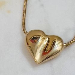 Gold Filled Sliding heart pendant gold chain necklace