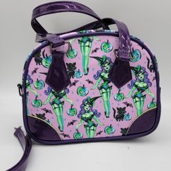 Vintage Halloween Pin-up Girl Witch Fabric Purse