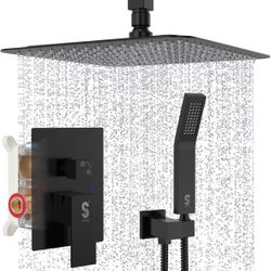 NEW SR Sun Rise 10 Inch Ceiling Mount Rain Shower System Black SRSH-MBC1003