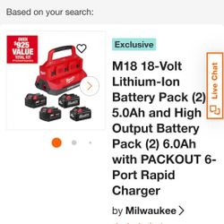  M18 Charger 4 Batteries And ChargerM18 18 v Milwaukee