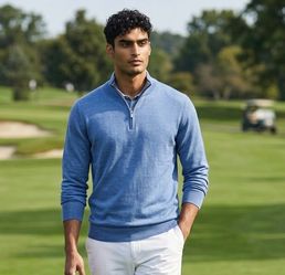 NEW Peter Millar Sweater Men’s LARGE Merino Wool Blue Crown Golf NWT