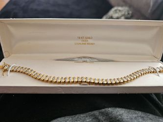 18KT Gold Over Sterling Silver Diamond Tennis Bracelet
