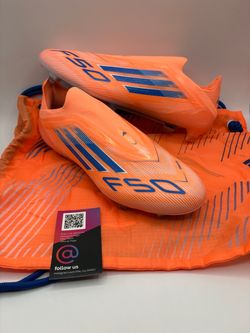 New Adidas F50 Elite FG Mens Size 9.5 Laceless Orange Blue Soccer Cleats