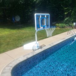 In ground swimming pool basketball hoop