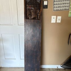 2 Pieces Of Handcrafted Wooden Buddhist Art