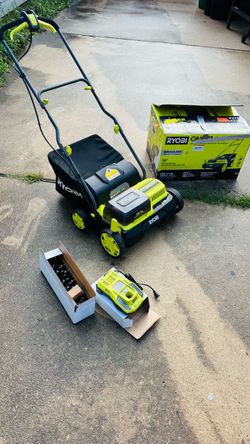 Ryobi One+18 Volt Hp Brushless 14” Dethatcher/Aerator With 2-4Ah Batteries And Rapid Charger