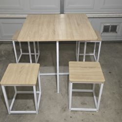 Small Four Stool Table Set