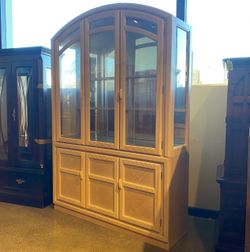Light Toned China Cabinet with Arched Top