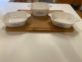 OBO Vintage Corning Ware Blue CornFlower set of 3 wth 2 Lids