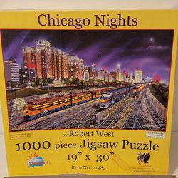Chicago Nights - 1000 pc Jigsaw Puzzle by Artist: Robert West - Finished Size 19" x 30"