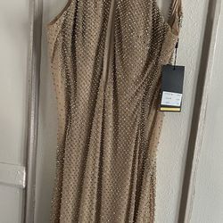 Gold Beaded Formal Evening Dress (Size 10) 