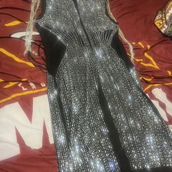 Elegant Silver and Black Dress 