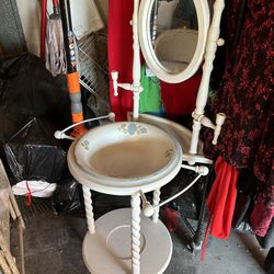Antique Sink W/ Bowl N Mirror 