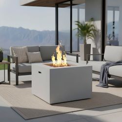 32" Outdoor Alloy Steel Square Fire Pit Table for Patio Gray