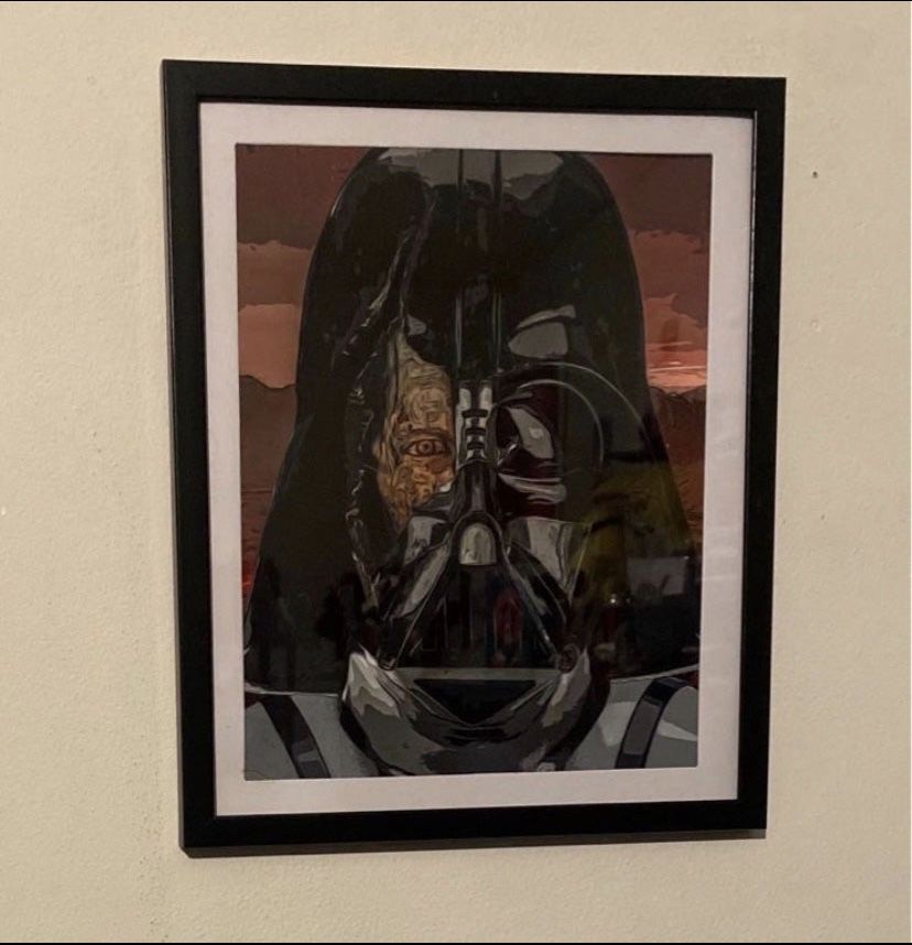 Custom Darth Vader Art Piece With Broken Helmet Mask