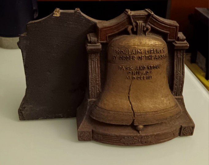 Antique Wooden Liberty Bell Bookend Set(1)