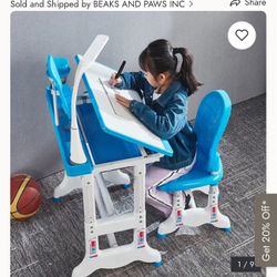 Height Adjustable Study Desk And Chair Set Pull Out Drawer