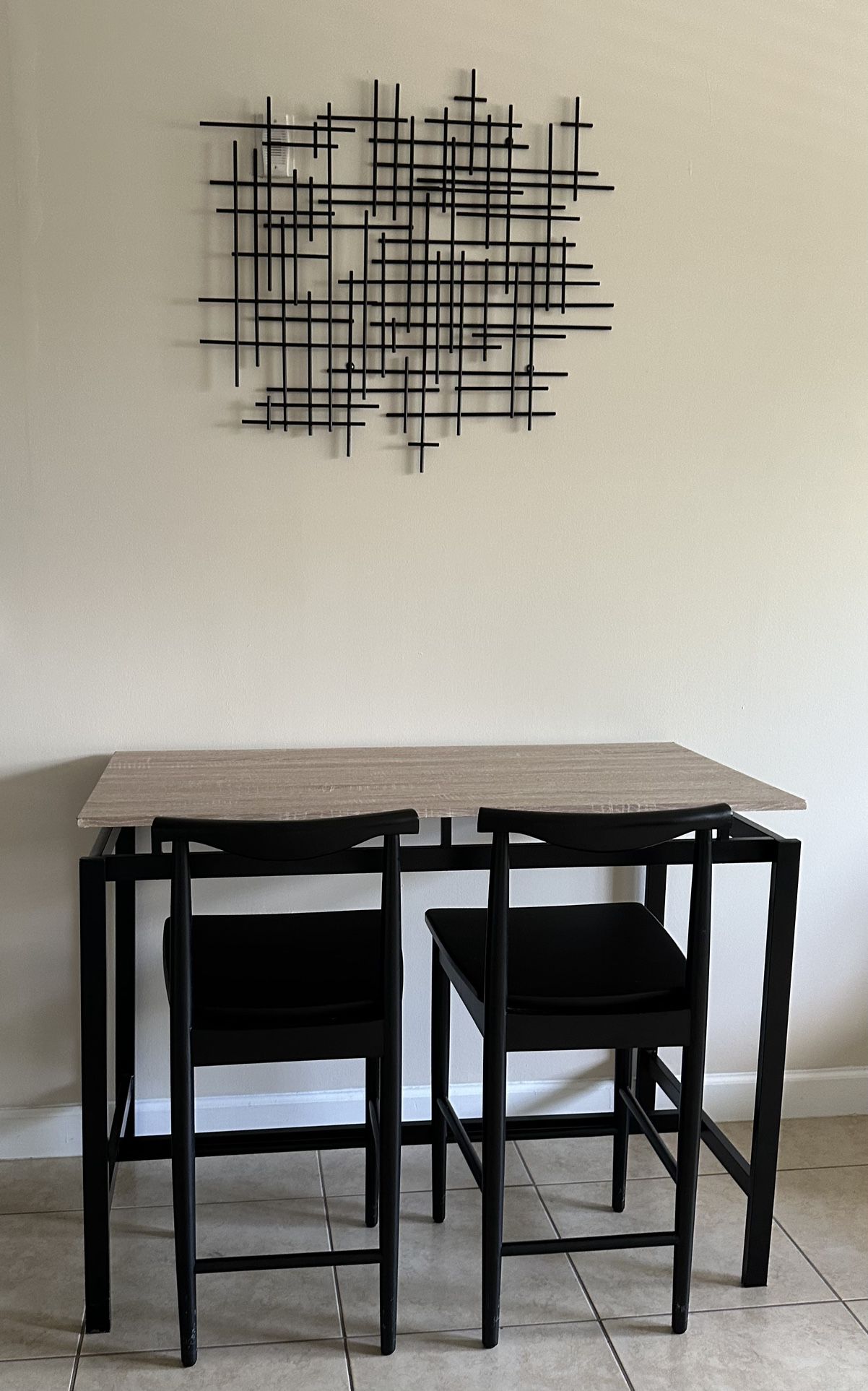 Dining Table With 2 Chairs + Wall Art