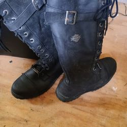 Harley Davidson Black  Leather Boots