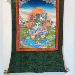 Green Tara Thangka, Hand Painted