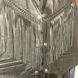 Ladies Leather Fring Vest.