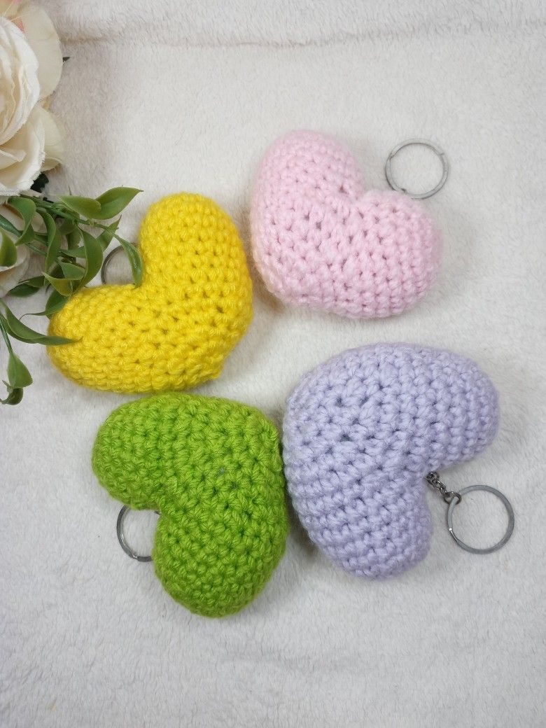 Amigurumi heart keychain. crochet heart bag charm. heart backpack charm. Valentine's Day gifts . Friendship Gifts. Handmade Hearts 