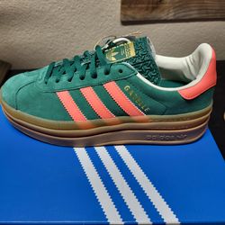 *NEW* Adidas Gazelle Bold J Green Coral Hurricanes Platform Size Youth 5 Women 6