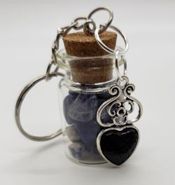 Blue Spot Jasper Hear Dragon Scale Keychain