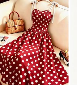 New red polka dot dress size s
