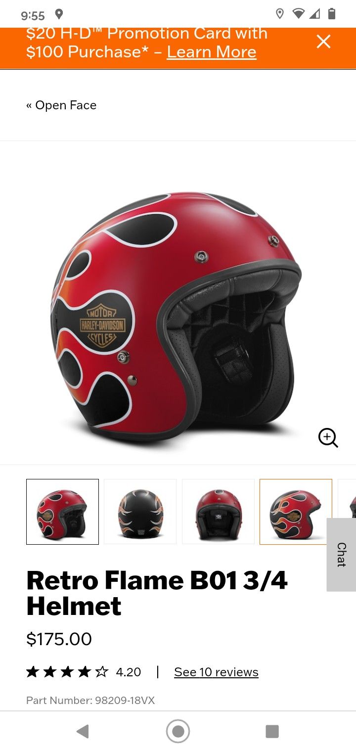 Harley Davidson retro flame HD-B01 3/4 Small Motorcycle Helmet