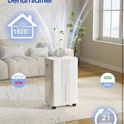 Brand New Dehumidifier for Home,Basement, Bathroom, Bedroom 21 Pint 1600 Sq ft Portable Quiet Small Dehumidifiers with Drain Hose Intelligent Humidity
