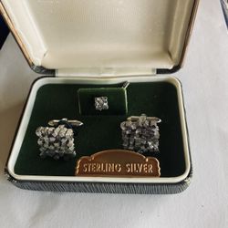 New Sterling, Silver, Cufflinks And Tie Clip
