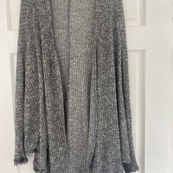 Michael Lauren EASTON cardigan Gray/Black/white Wrap shirt Auto stripe O/S