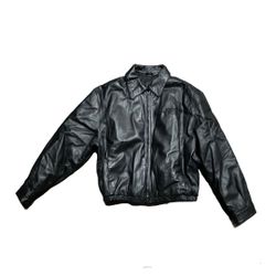 Vintage BF Goodrich XL Black Leather Bomber Jacket 