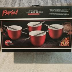 PATINI 15oz RICE BOWLS with Metal Chopsticks