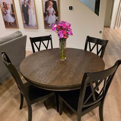 Solid Wood Dining Table With Chairs 
