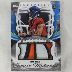Bo Nix 2024 Topps Inception Football Blue Source Materials 3 Color Dual Patch Rookie 07/10