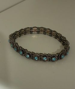 Silver-Tone Bracelet with Blue Stones