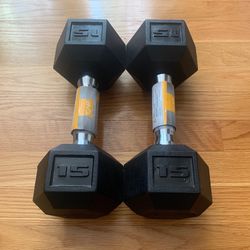 New 15lb Rubber Dumbbell Set