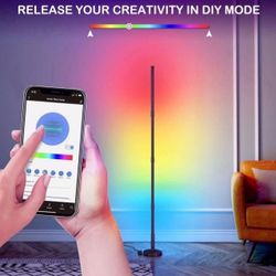 Magizard RGB Corner Floor Lamp, 63" Smart LED Light with WiFi App Control, Works with Alexa and Google Assistant, Color Changing with 16 Million Color