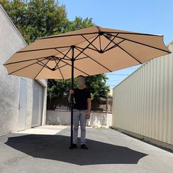 (New in box) $95 Large 15FT Double Sided Outdoor Patio Umbrella, Crank Open/Close (Weight base not included)