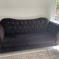 Black Velvet Sofa Set 