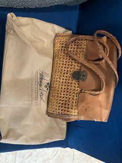 Patricia Nash Italian Leather Woven Rattan Handbag