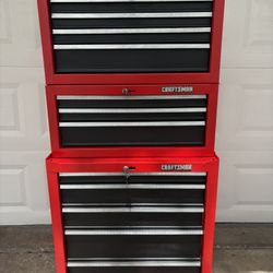 Craftsman 15 Drawer Toolbox Set-Fully Restored/Like New-Foam Drw Liners, Locks/keys, Side Handle, Swivel/lock Whls