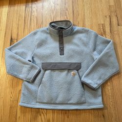 Carhartt Fleece Pullover Sherpa Sweater 1/4 Snap Front Blue Men’s L 0J4991-M