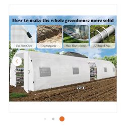 44 ft. x 10 ft. x 7.5 ft. Galvanized Steel White Greenhouse